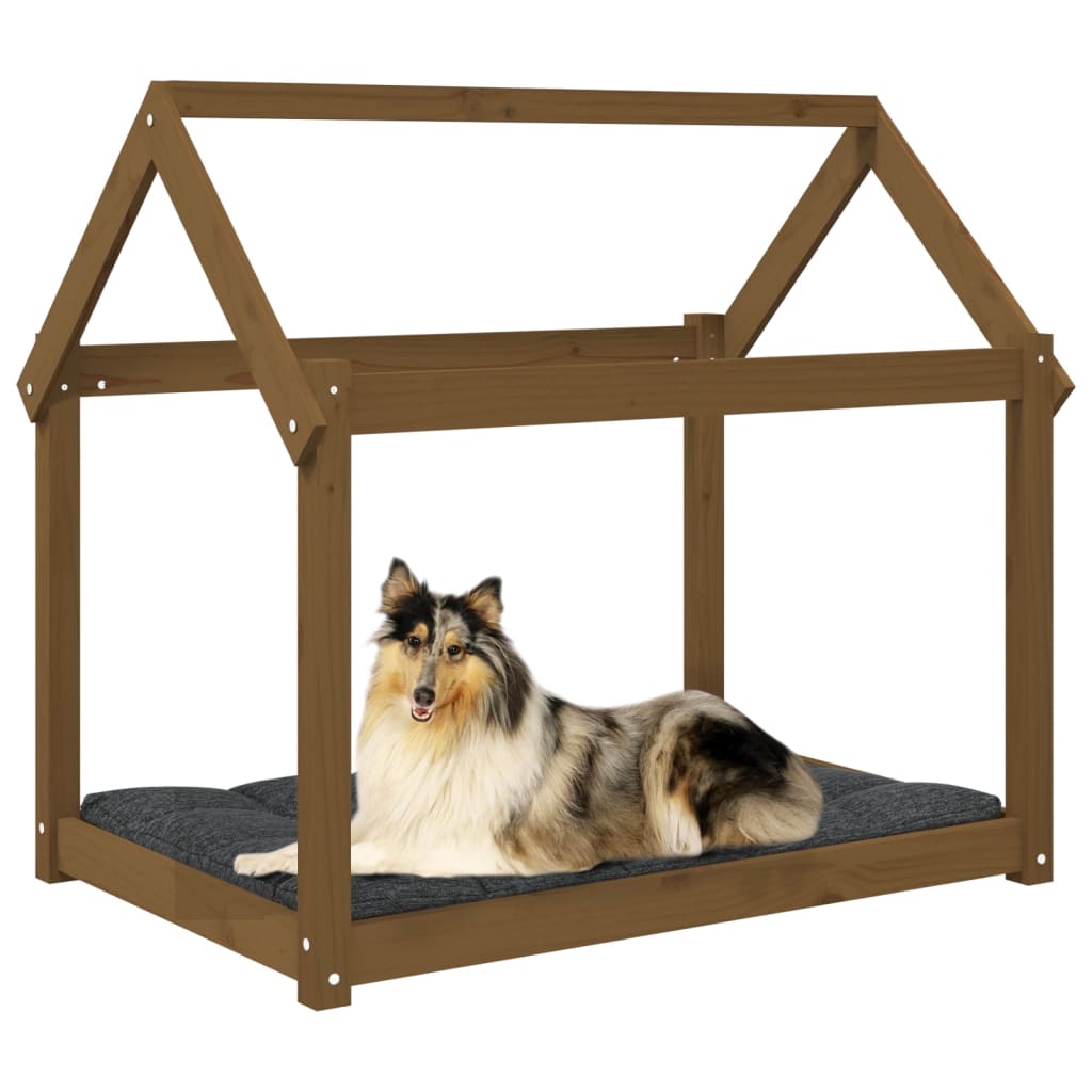 Cama para cães 101x70x90 cm pinho maciço castanho mel