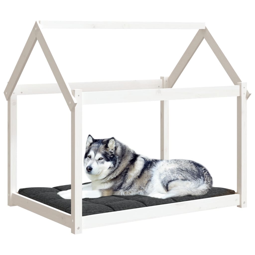 Cama para cães 111x80x100 cm madeira de pinho maciça branco