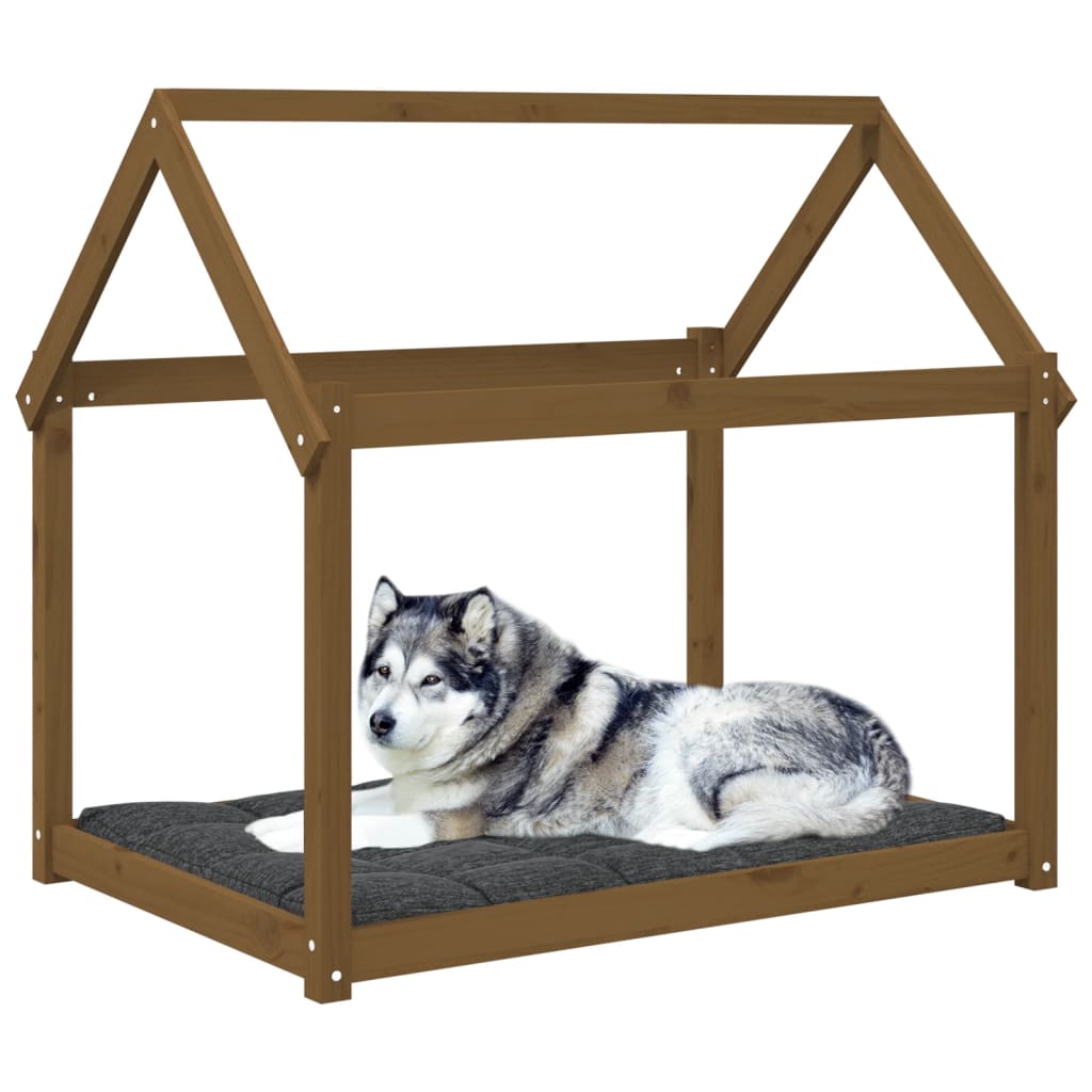 Cama para cães 111x80x100 cm pinho maciço castanho mel