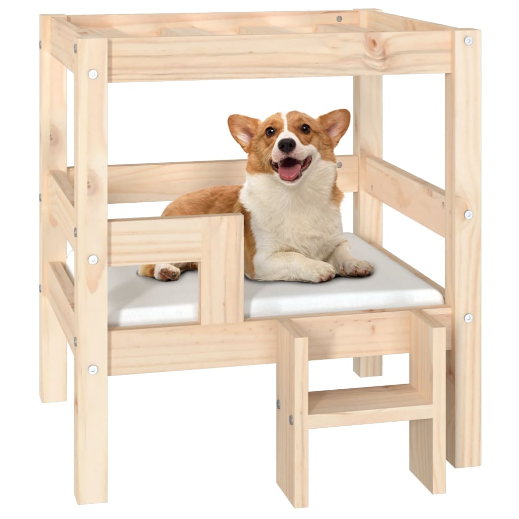 Cama para cães 55,5x53,5x60 cm madeira de pinho maciça