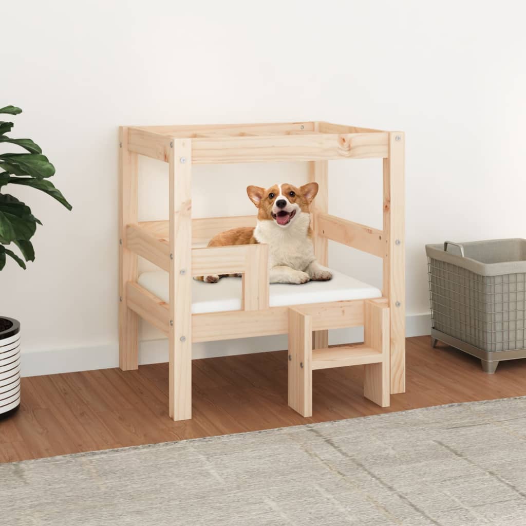 Cama para cães 55,5x53,5x60 cm madeira de pinho maciça