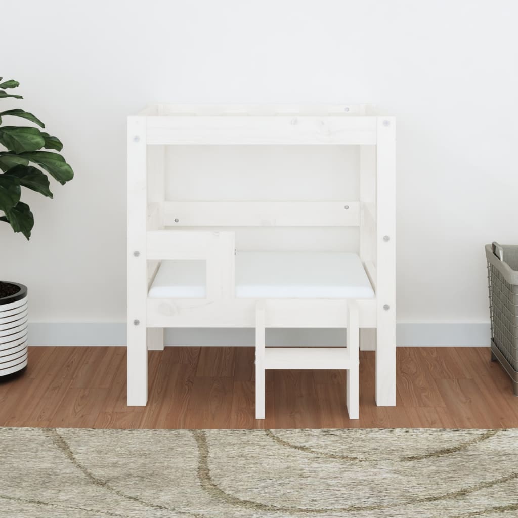 Cama para cães 55,5x53,5x60 cm madeira de pinho maciça branco