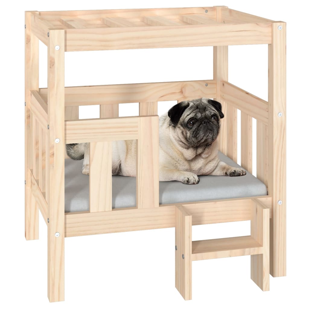 Cama para cães 65,5x43x70 cm madeira de pinho maciça