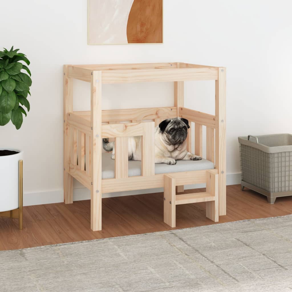 Cama para cães 65,5x43x70 cm madeira de pinho maciça