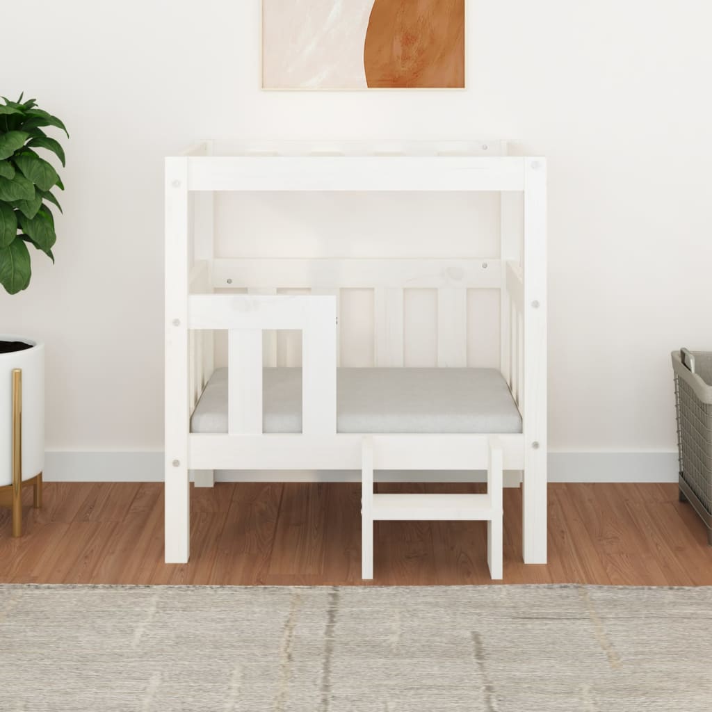 Cama para cães 65,5x43x70 cm madeira de pinho maciça branco