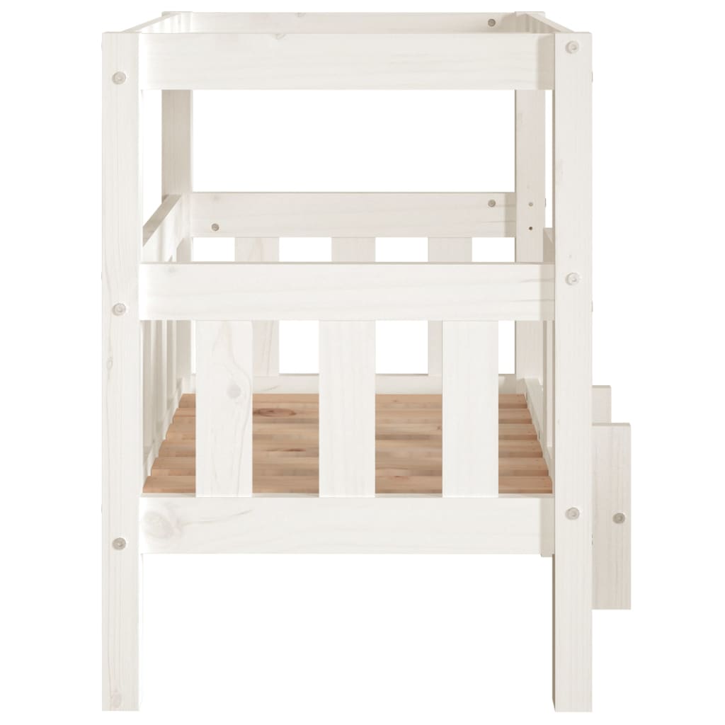 Cama para cães 65,5x43x70 cm madeira de pinho maciça branco