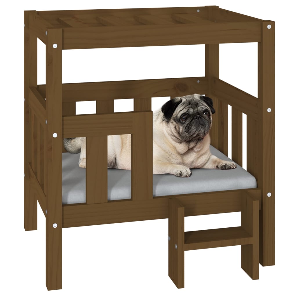 Cama para cães 65,5x43x70 cm pinho maciço castanho mel