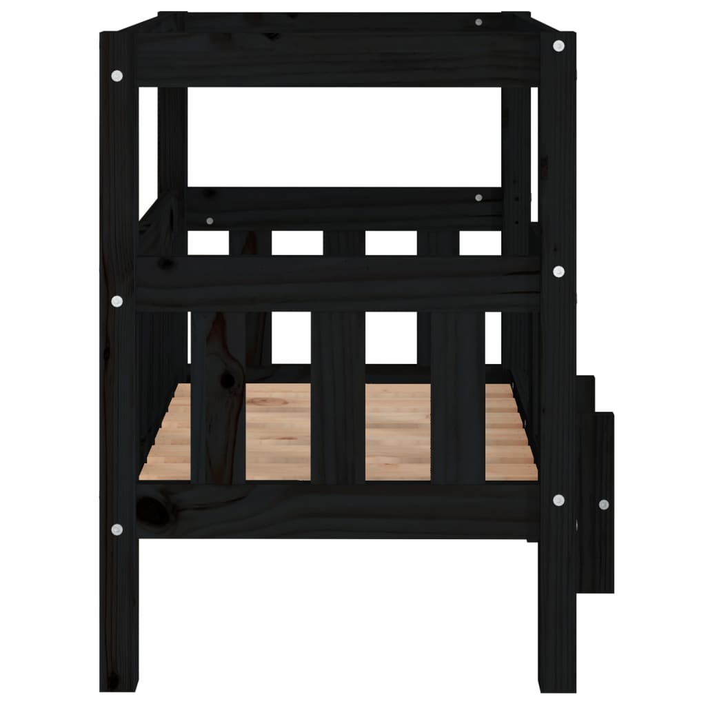 Cama para cães 65,5x43x70 cm madeira de pinho maciça preto