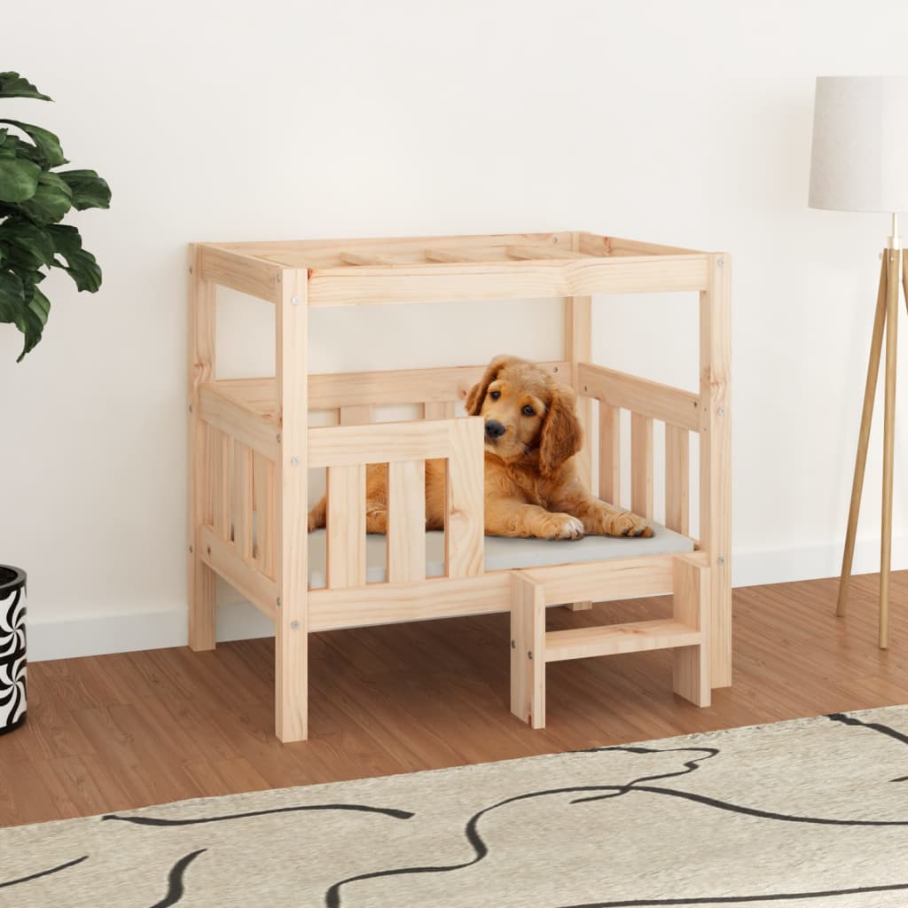 Cama para cães 75,5x63,5x70 cm madeira de pinho maciça