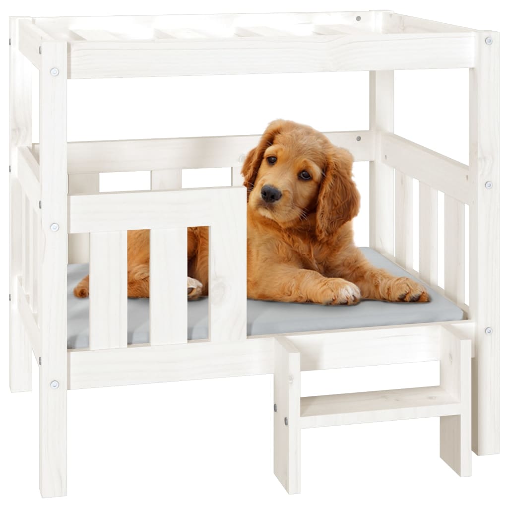 Cama para cães 75,5x63,5x70 cm madeira de pinho maciça branco