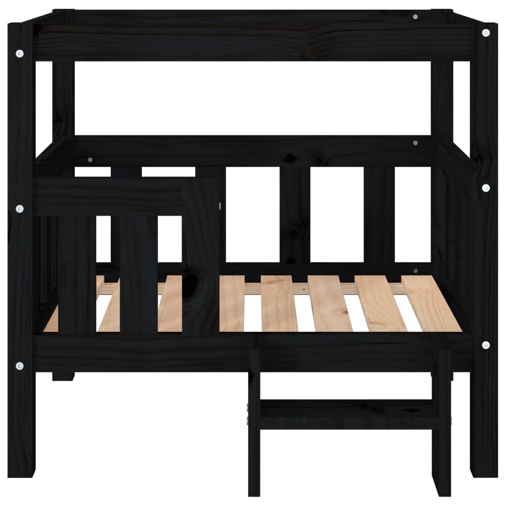 Cama para cães 75,5x63,5x70 cm madeira de pinho maciça preto