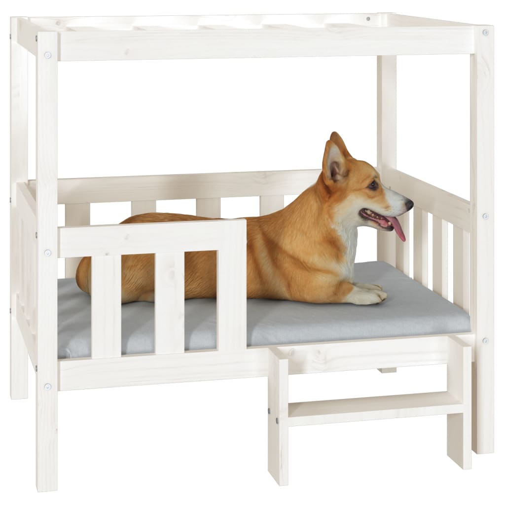 Cama para cães 95,5x73,5x90 cm madeira de pinho maciça branco