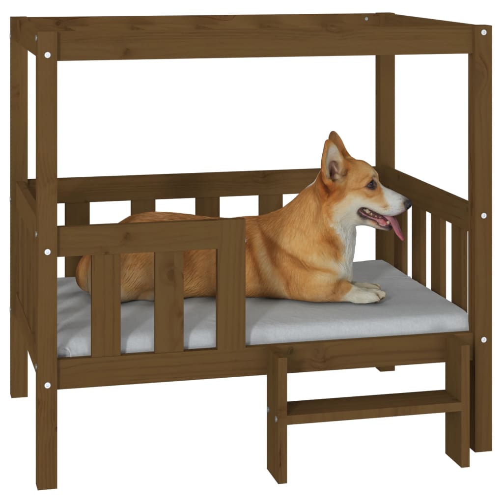 Cama para cães 95,5x73,5x90 cm pinho maciço castanho mel