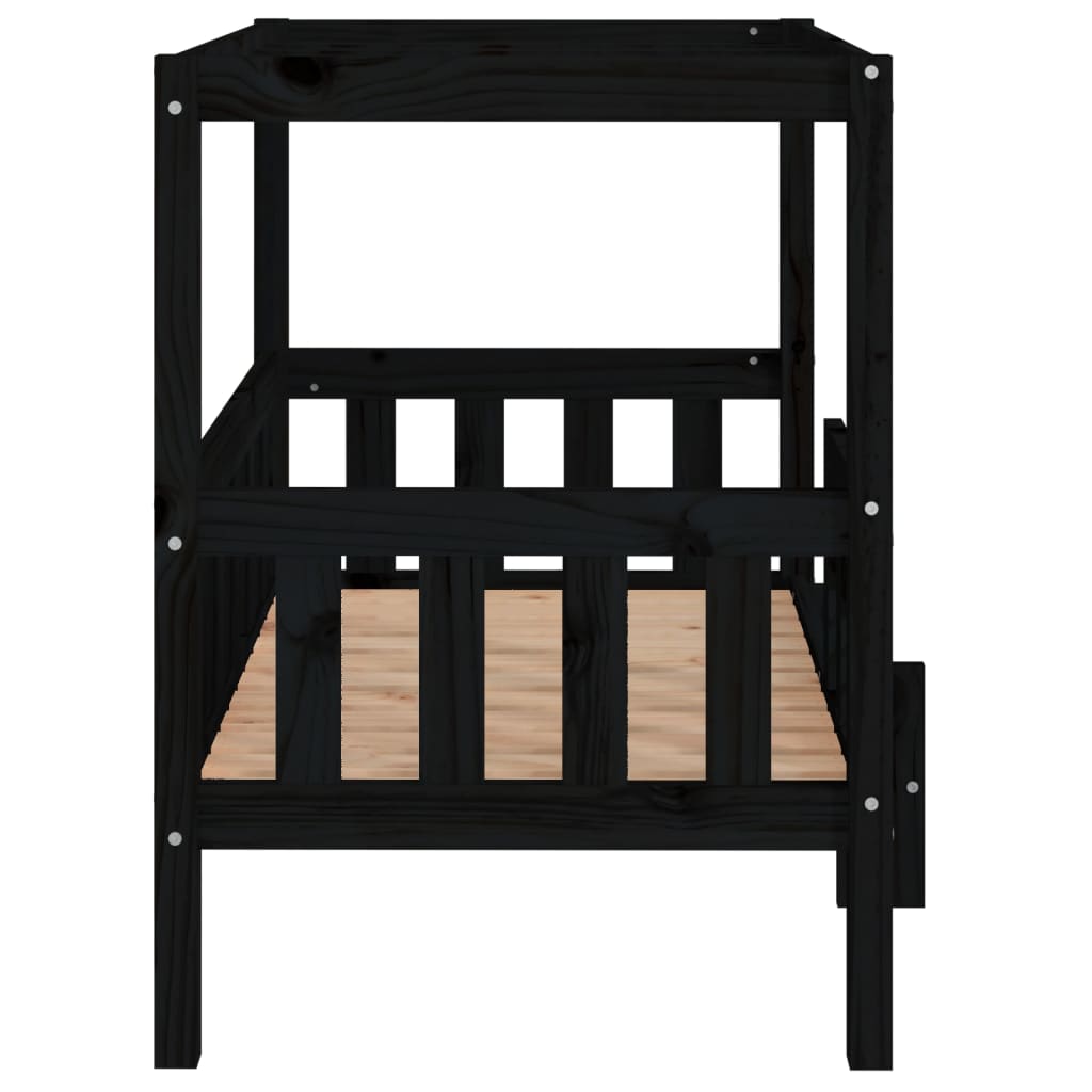 Cama para cães 95,5x73,5x90 cm madeira de pinho maciça preto