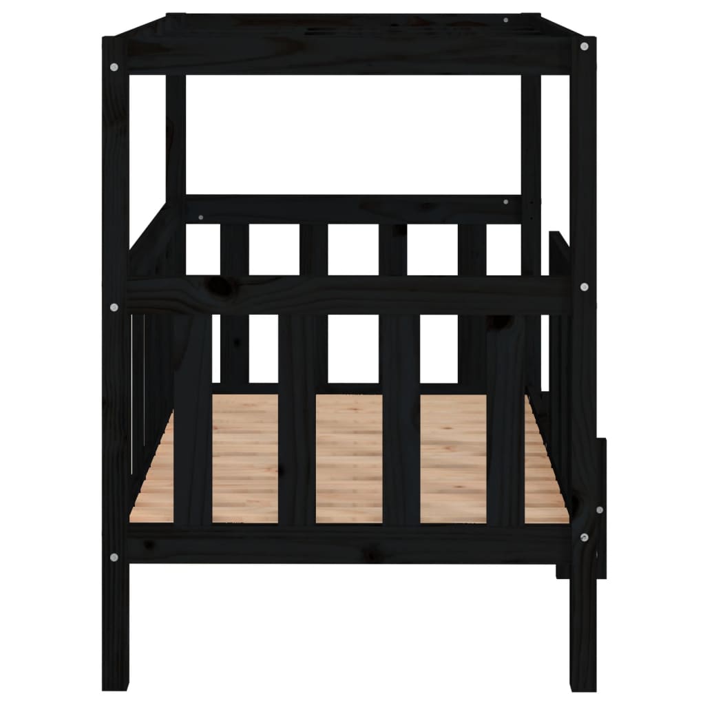 Cama para cães 105,5x83,5x100 cm madeira de pinho maciça preto