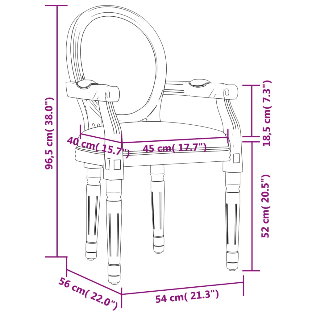 Cadeira de jantar 54x56x96,5 cm linho