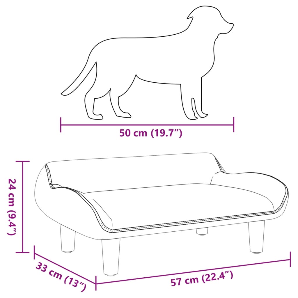 Cama para cães 70x40x24 cm tecido cor creme