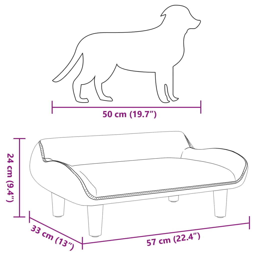 Cama para cães 70x40x24 cm veludo cinzento-escuro