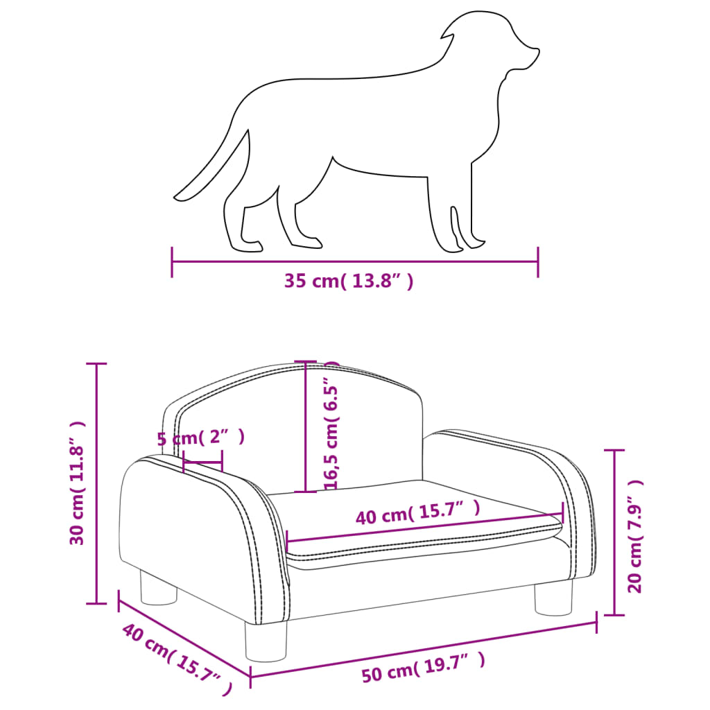 Cama para cães 50x40x30 cm tecido cinzento-acastanhado