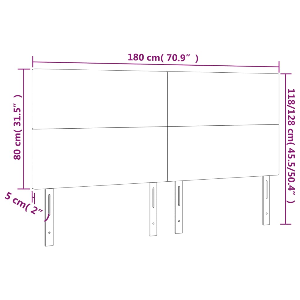 Cabeceira de cama 4 pcs veludo 90x5x78/88 cm cinzento-claro