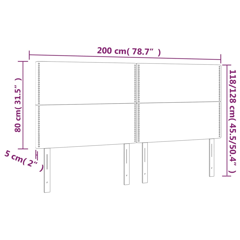 Cabeceira de cama 4 pcs veludo 100x5x78/88 cm rosa