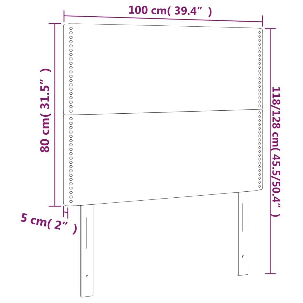 Cabeceira de cama 2 pcs couro artificial 100x5x78/88cm cinzento