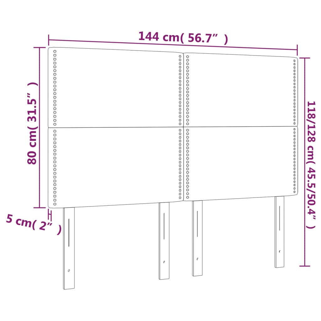 Cabeceira de cama 4 pcs couro artificial 72x5x78/88 cm preto