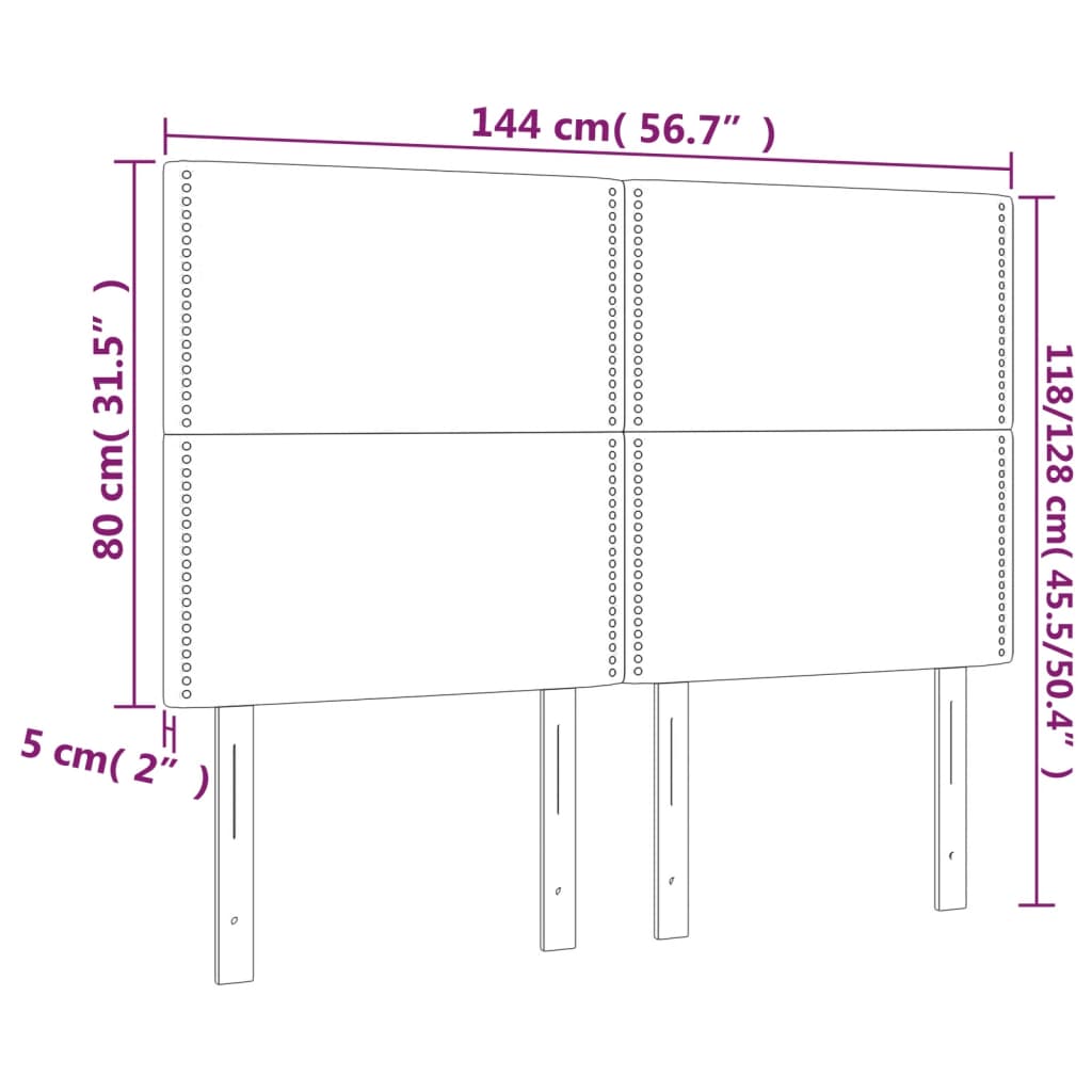 Cabeceira de cama 4 pcs couro artificial 72x5x78/88 cm cinzento