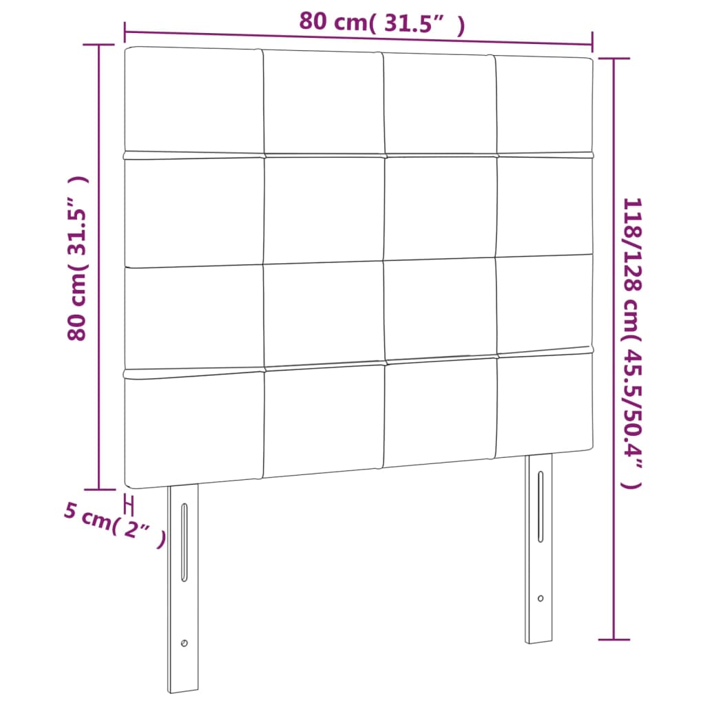 Cabeceira de cama 2 pcs tecido 80x5x78/88 cm cinzento-escuro