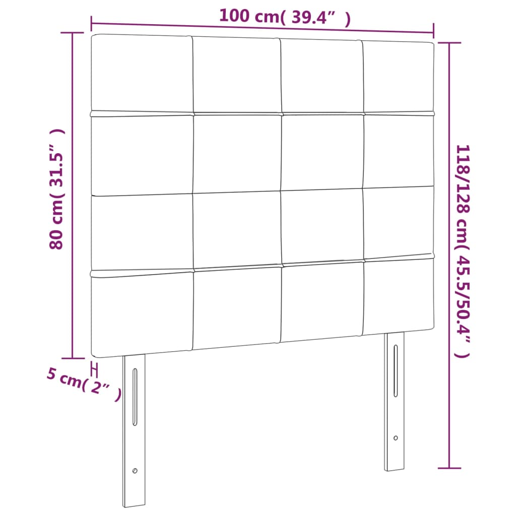 Cabeceira de cama 2 pcs tecido 100x5x78/88 cm castanho -escuro