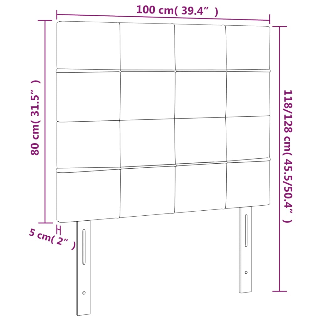 Cabeceira cama 2 pcs tecido 100x5x78/88 cm cinzento-acastanhado