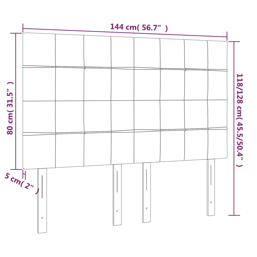 Cabeceira de cama 4 pcs tecido 72x5x78/88 cm cinzento-claro