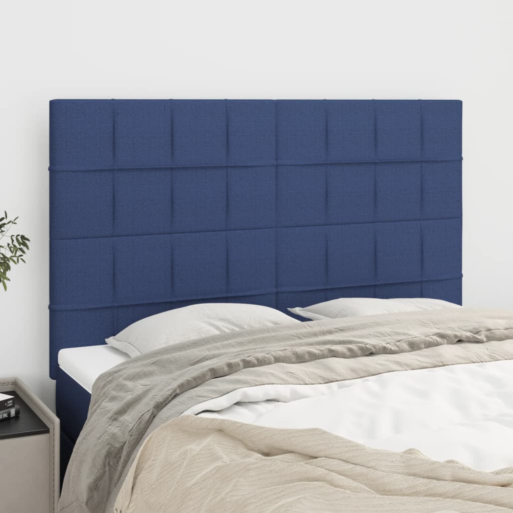 Cabeceira de cama 4 pcs tecido 72x5x78/88 cm azul