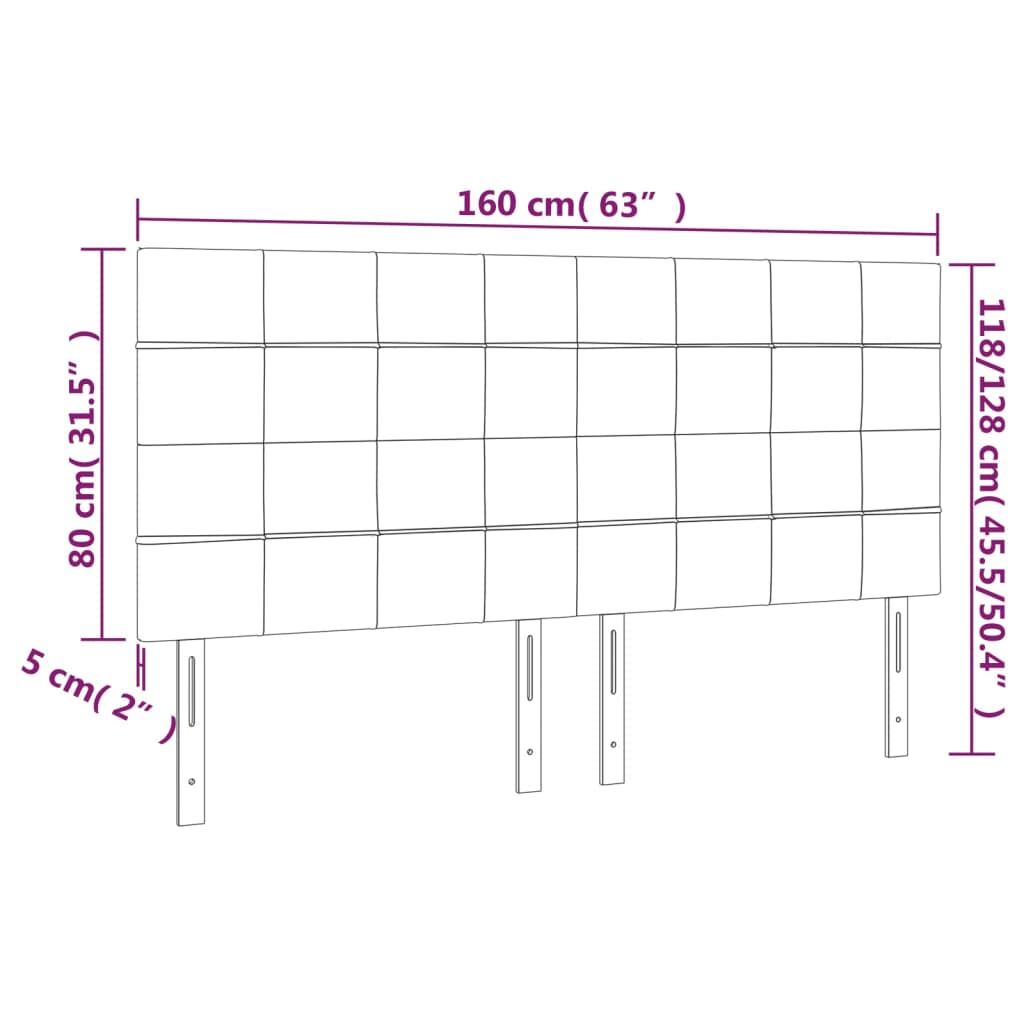 Cabeceira de cama 4 pcs tecido 80x5x78/88 cm cinzento-escuro