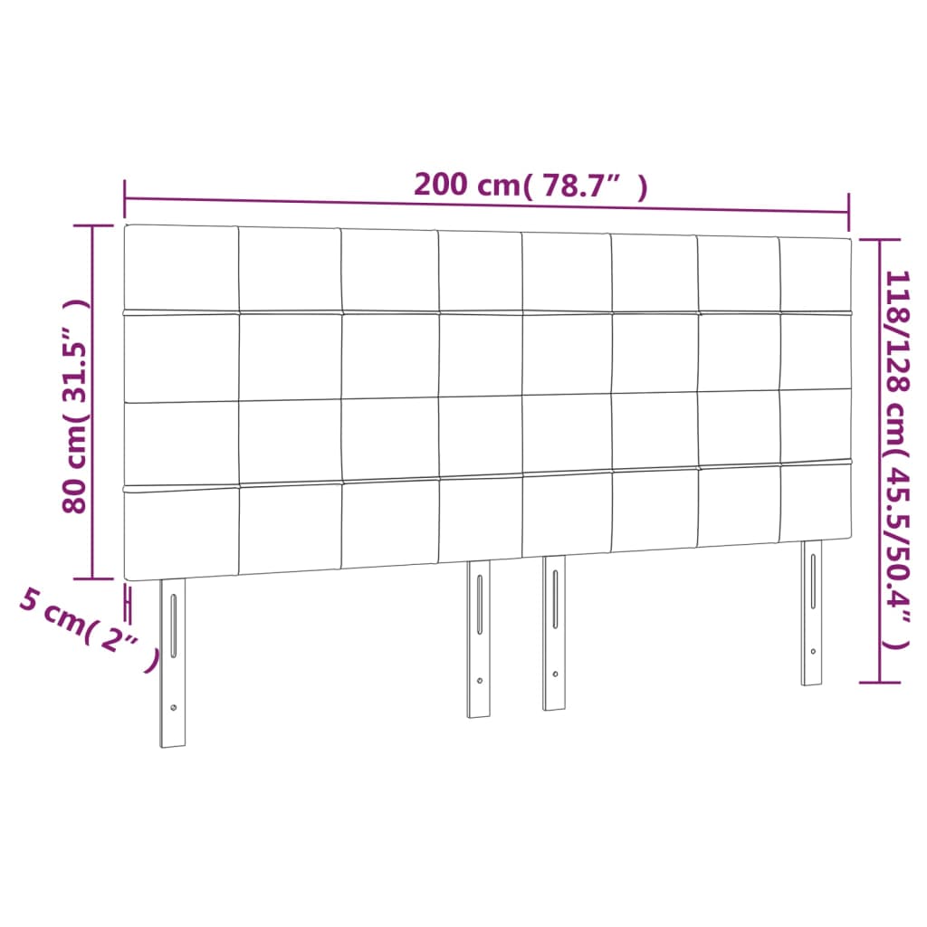 Cabeceira de cama 4 pcs tecido 100x5x78/88 cm cinzento-escuro