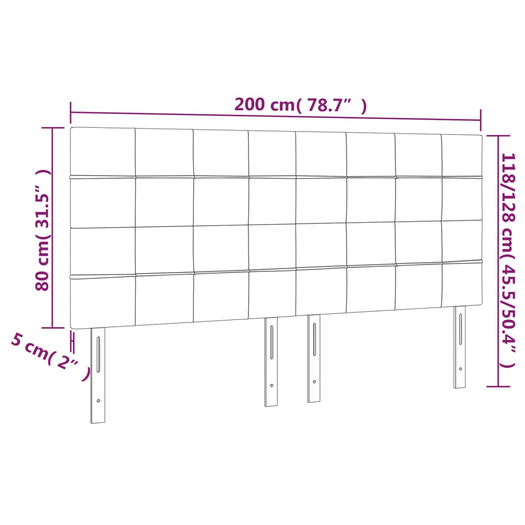 Cabeceira cama 4 pcs tecido 100x5x78/88 cm cinzento-acastanhado