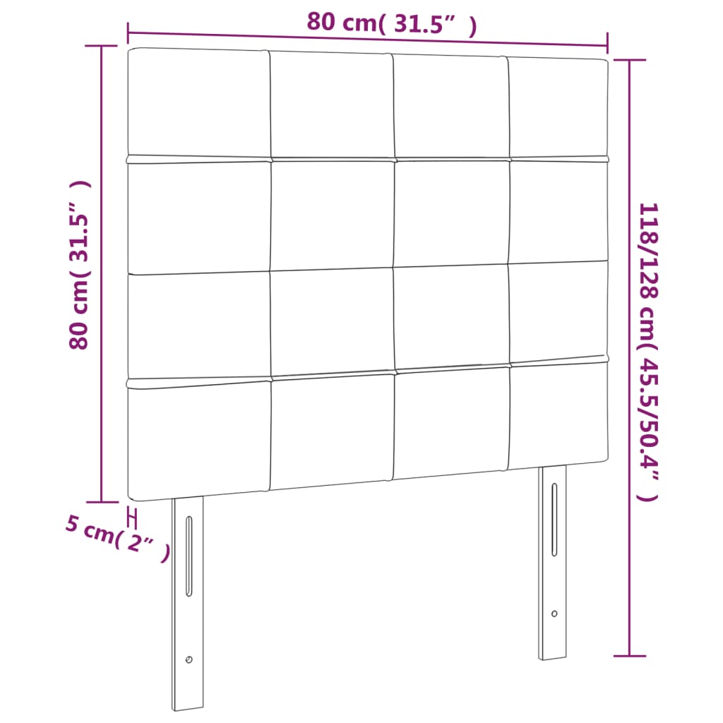 Cabeceira de cama 2 pcs veludo 80x5x78/88 cm preto