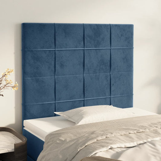 Cabeceira de cama 2 pcs veludo 80x5x78/88 cm azul-escuro