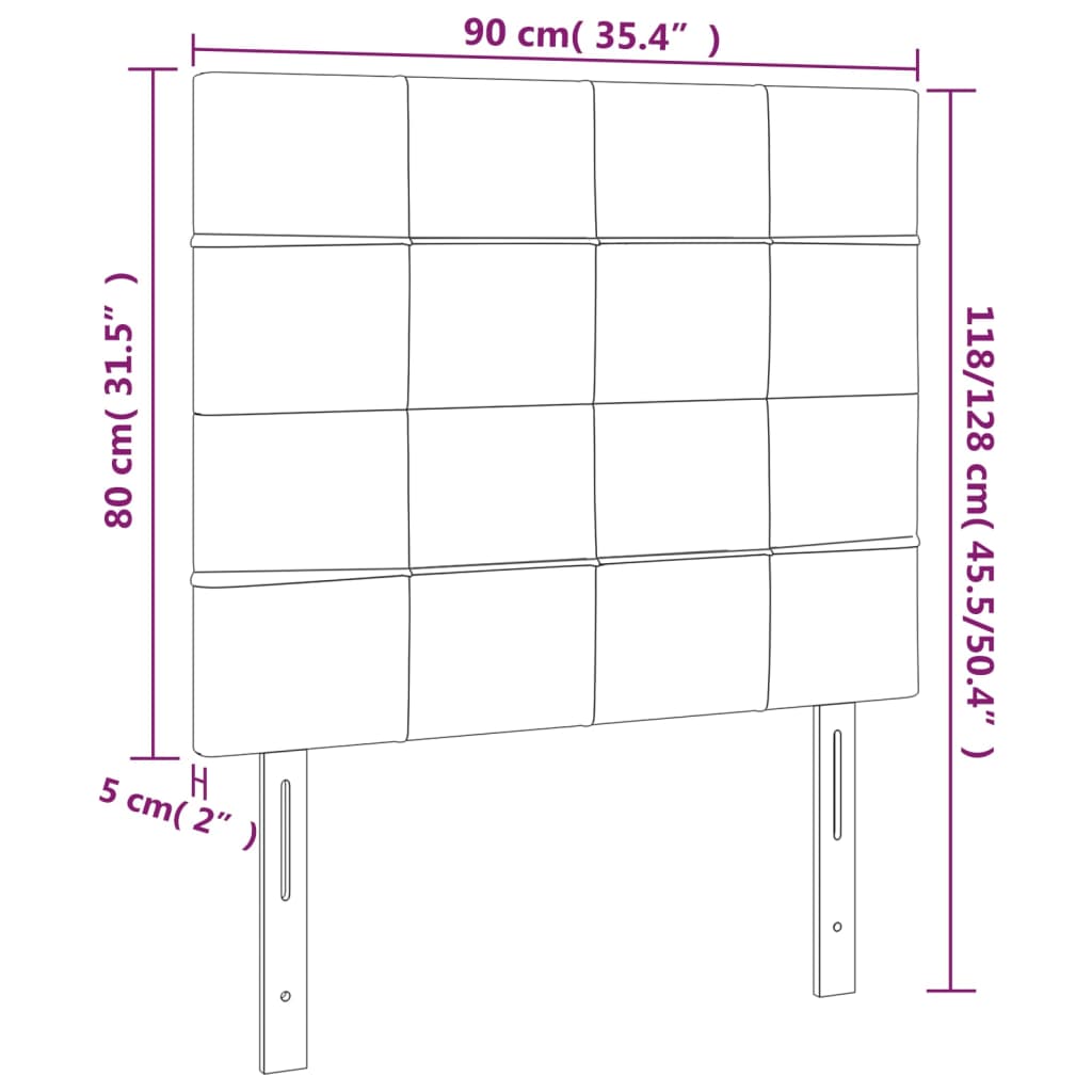 Cabeceira de cama 2 pcs veludo 90x5x78/88 cm cinzento-escuro