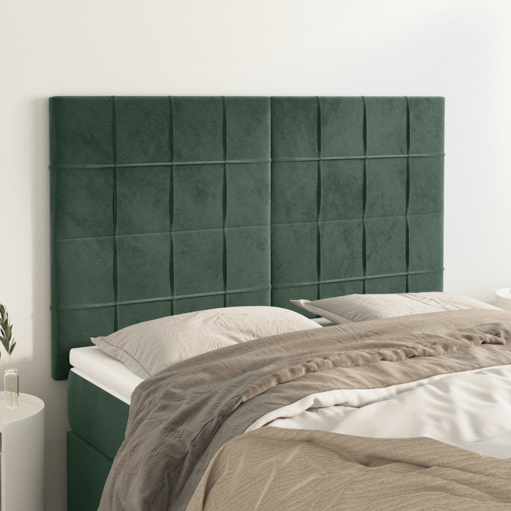 Cabeceira de cama 4 pcs veludo 72x5x78/88 cm verde-escuro