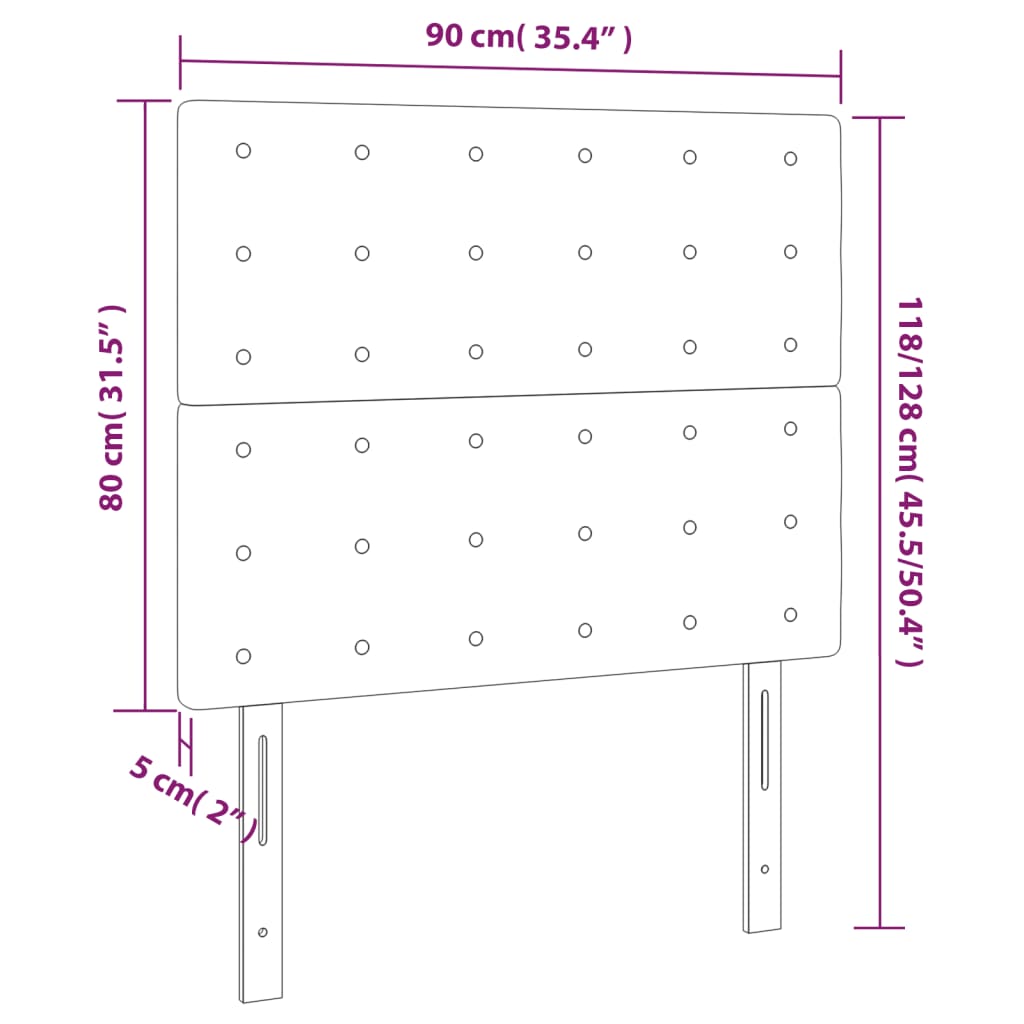 Cabeceira de cama 2 pcs couro artificial 90x5x78/88 cm preto