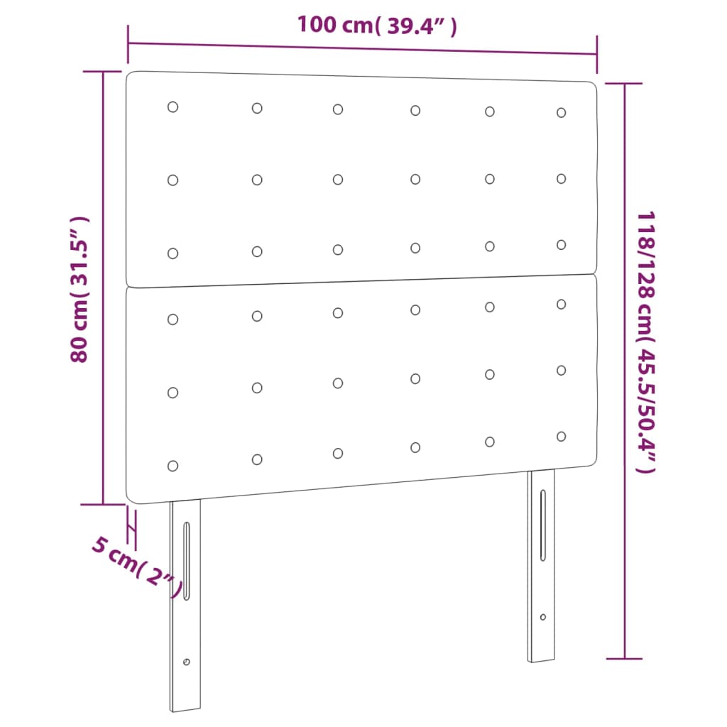 Cabeceira de cama 2 pcs couro artificial 100x5x78/88 cm branco