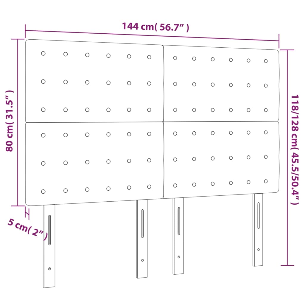 Cabeceira de cama 4 pcs couro artificial 72x5x78/88 cm branco