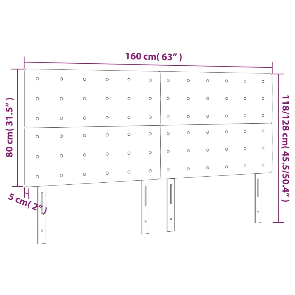 Cabeceira de cama 4 pcs couro artificial 80x5x78/88 cm preto