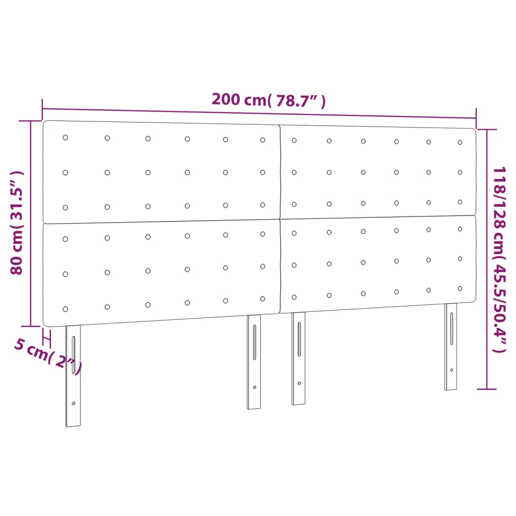 Cabeceira de cama 4 pcs couro artificial 100x5x78/88 cm preto