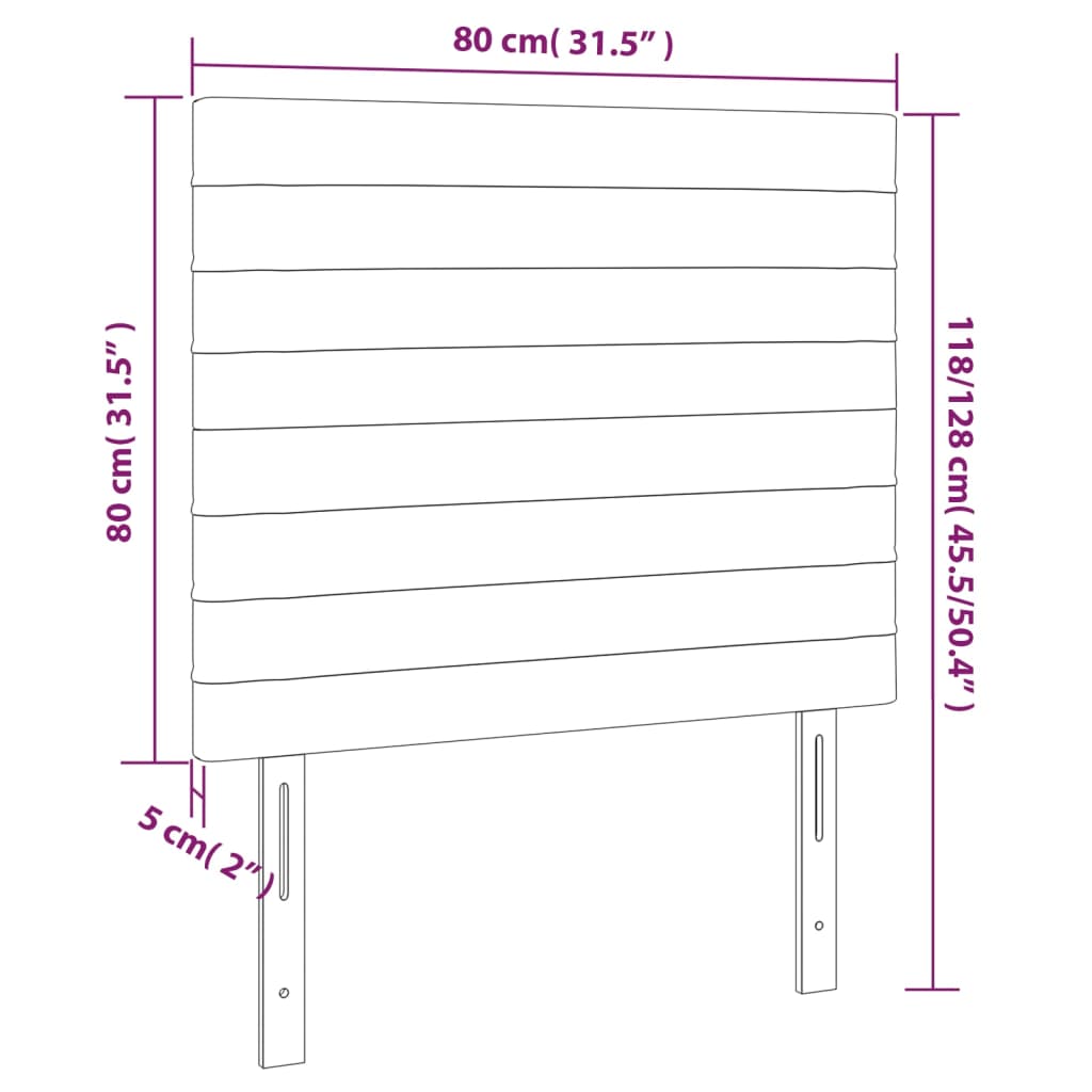 Cabeceira de cama 2 pcs tecido 80x5x78/88 cm castanho