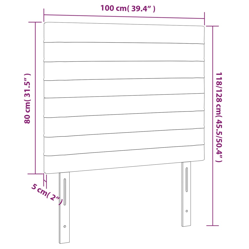 Cabeceira cama 2 pcs tecido 100x5x78/88 cm cinzento-acastanhado