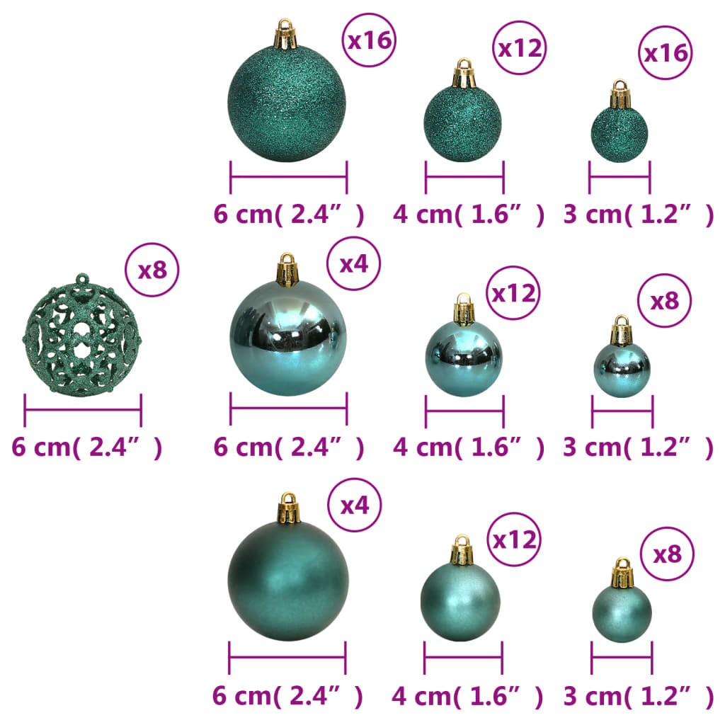 Enfeites de Natal 100 pcs 3 / 4 / 6 cm verde