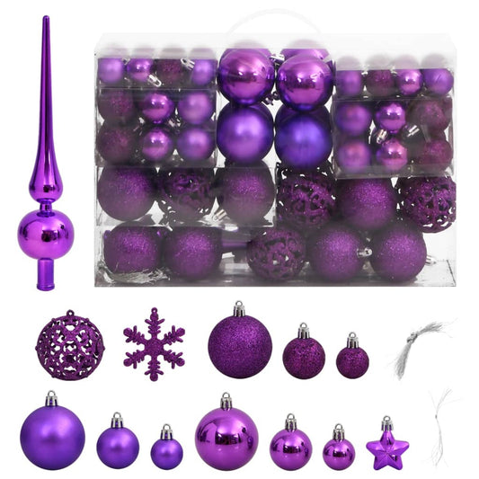 111 pcs conjunto de enfeites de Natal poliestireno roxo