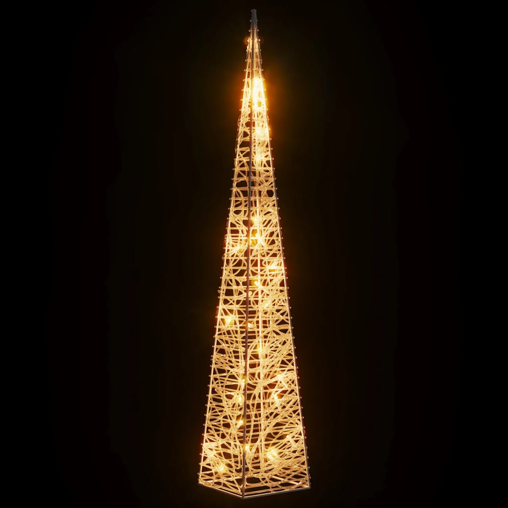 Cone iluminação Natal 30 luzes LED 60 cm acrílico branco quente